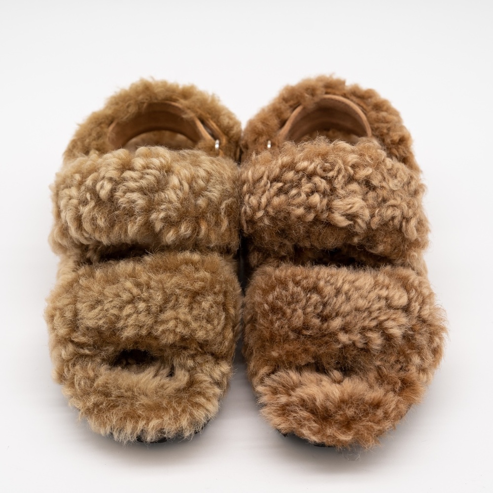 Size 37eu 7 Us Miu Miu Camel Brown Shearling Sand… - image 3